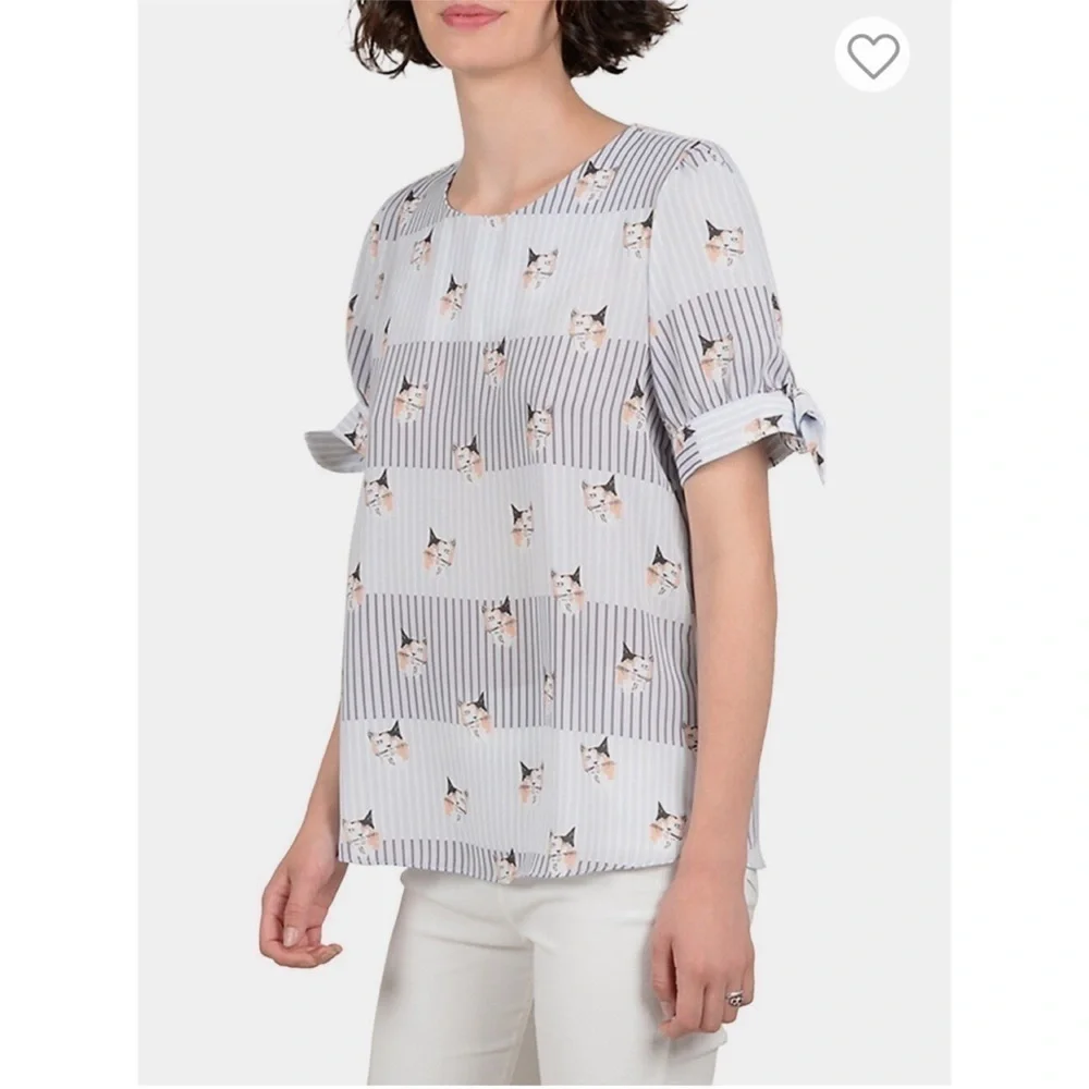 Molly Bracken Lili Sidonia Collection cat print blouse - Picture 5 of 11
